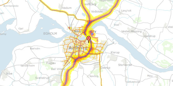 Trafikstøjkort på Kildevældsvej 10, 9000 Aalborg