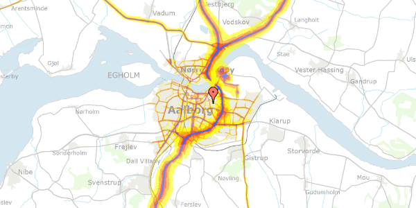 Trafikstøjkort på Kjeldgårdsgade 15A, 9000 Aalborg