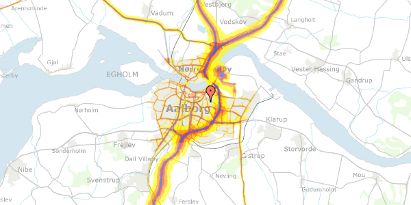 Trafikstøjkort på Kjeldgårdsgade 18, 9000 Aalborg