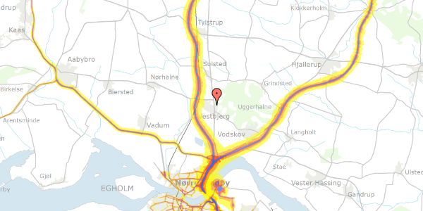 Trafikstøjkort på Kongelysvej 1, 9380 Vestbjerg