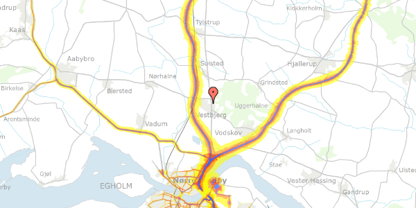 Trafikstøjkort på Kongelysvej 7, 9380 Vestbjerg