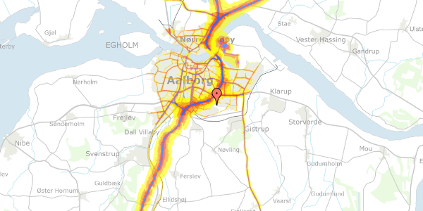 Trafikstøjkort på Korevej 28, 9210 Aalborg SØ