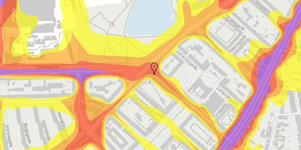 Trafikstøjkort på Langelandsgade 2, 1. tv, 9000 Aalborg