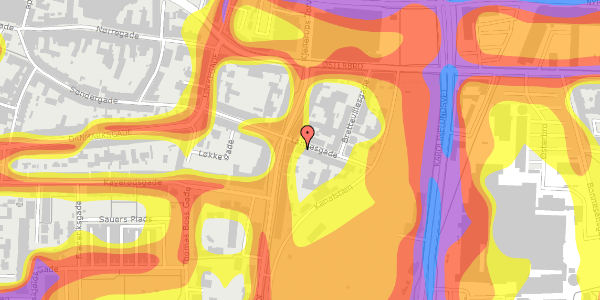 Trafikstøjkort på Langesgade 4, 1. th, 9000 Aalborg