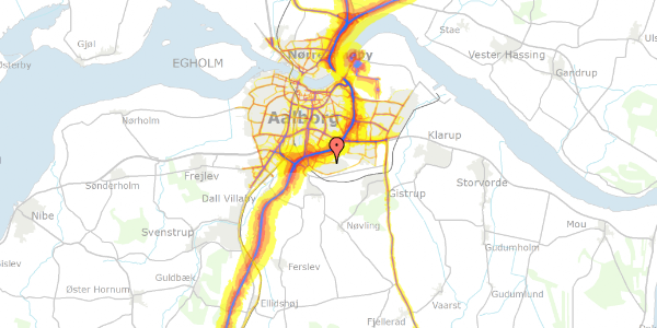 Trafikstøjkort på Ledavej 93, 9210 Aalborg SØ