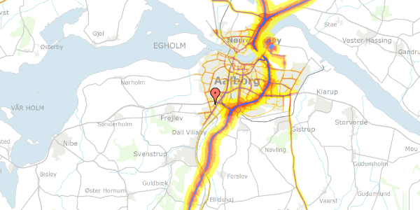 Trafikstøjkort på Lerkenfeltvej 12, 9200 Aalborg SV