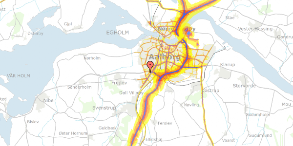 Trafikstøjkort på Lerkenfeltvej 36, 9200 Aalborg SV