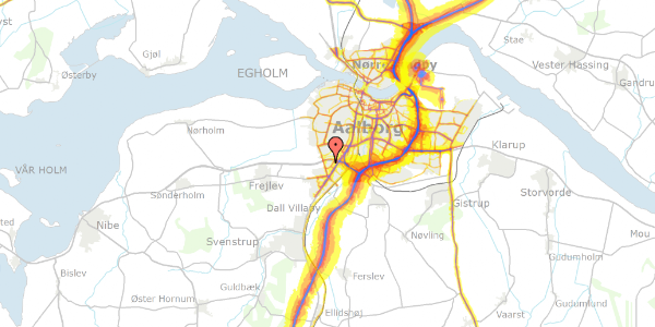 Trafikstøjkort på Lerkenfeltvej 38, 9200 Aalborg SV