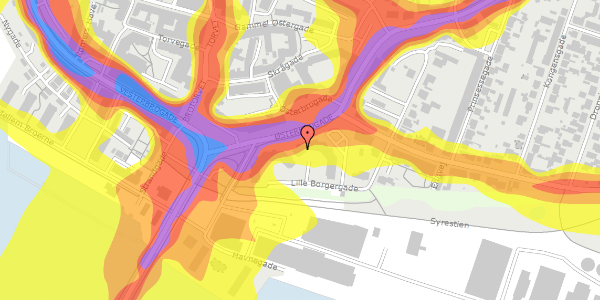 Trafikstøjkort på Lille Borgergade 25, 1. tv, 9400 Nørresundby