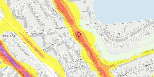 Trafikstøjkort på Lindholmsvej 80, 9400 Nørresundby