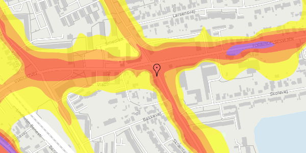 Trafikstøjkort på Lindholmsvej 102A, 9400 Nørresundby