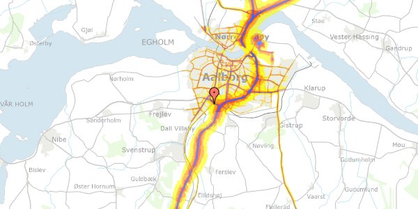 Trafikstøjkort på Lisedalsvej 38, 9200 Aalborg SV