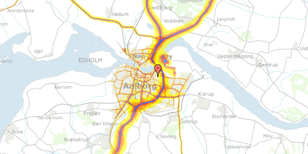 Trafikstøjkort på Lundbyesgade 22, 9000 Aalborg