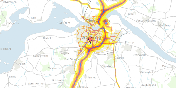 Trafikstøjkort på Merkurvej 10, 9200 Aalborg SV