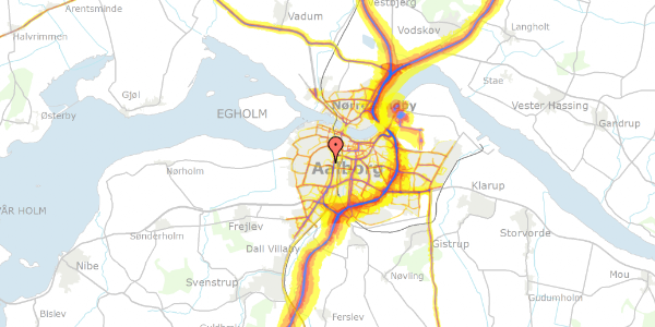 Trafikstøjkort på Moltkesvej 10, 9000 Aalborg