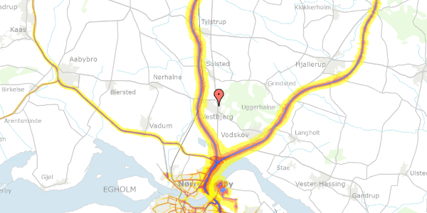 Trafikstøjkort på Myntevej 7, 9380 Vestbjerg