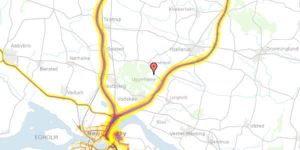 Trafikstøjkort på Møgelmosevej 44, 9310 Vodskov