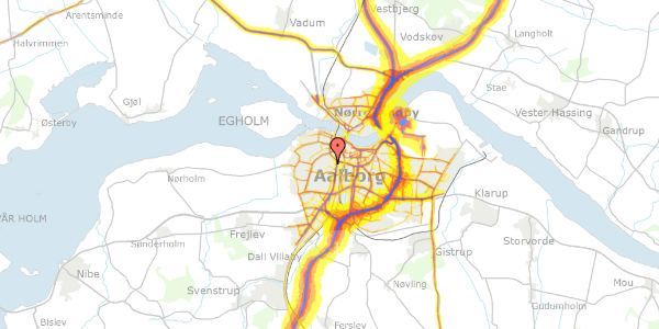 Trafikstøjkort på Mølleparkvej 12, 1. 4, 9000 Aalborg