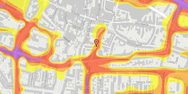 Trafikstøjkort på Niels Ebbesens Gade 2D, 9000 Aalborg