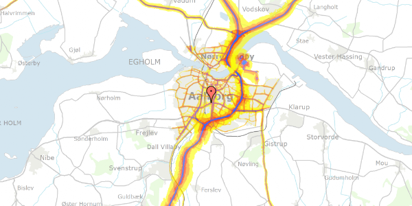 Trafikstøjkort på Nylandsvej 14, 9000 Aalborg