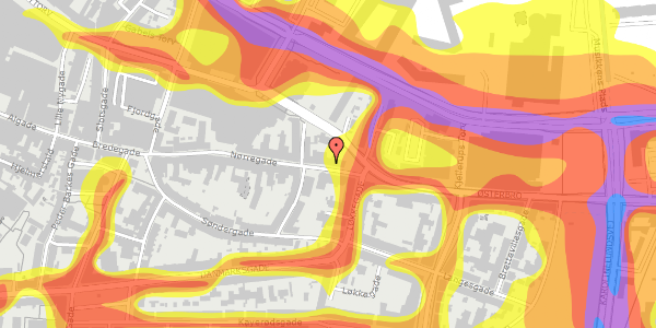 Trafikstøjkort på Nørregade 29, 1. th, 9000 Aalborg