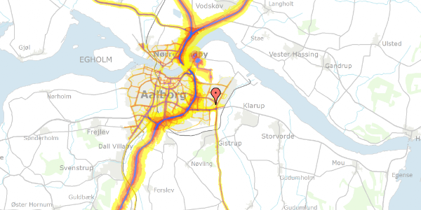 Trafikstøjkort på Oddesundvej 45, 9220 Aalborg Øst