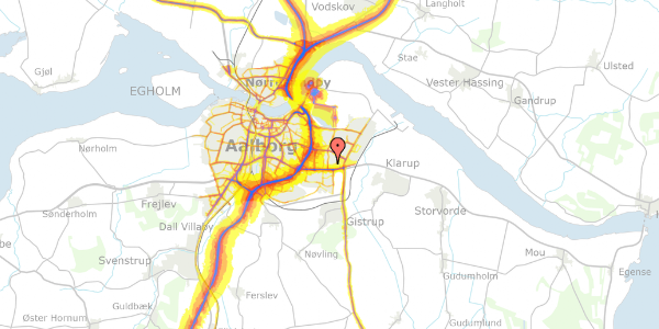 Trafikstøjkort på Oddesundvej 189, 9220 Aalborg Øst