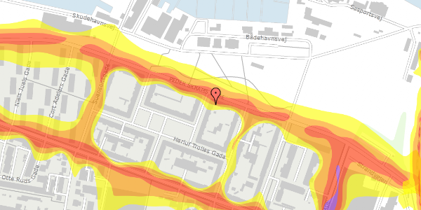 Trafikstøjkort på Olfert Fischers Gade 12, st. tv, 9000 Aalborg