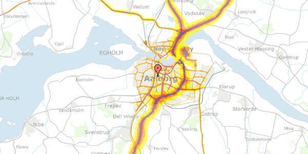 Trafikstøjkort på Parkvej 10, 3. tv, 9000 Aalborg