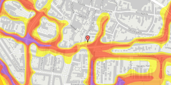 Trafikstøjkort på Peder Barkes Gade 46, 2. th, 9000 Aalborg