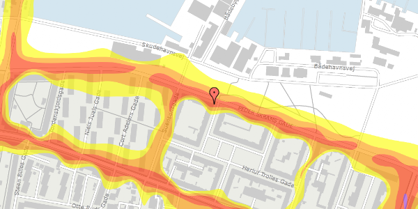 Trafikstøjkort på Peder Skrams Gade 31, st. th, 9000 Aalborg