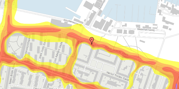 Trafikstøjkort på Peder Skrams Gade 33, 2. tv, 9000 Aalborg