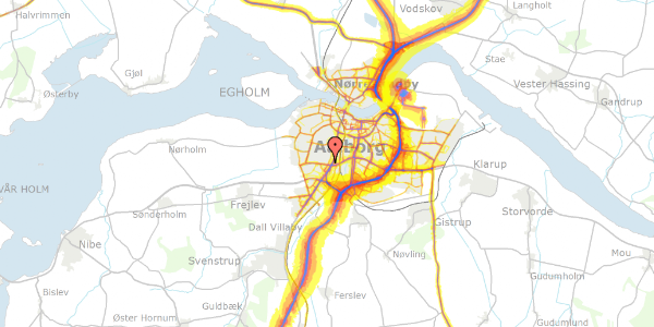 Trafikstøjkort på Perikumvej 19, 1. tv, 9000 Aalborg