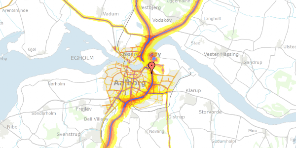 Trafikstøjkort på Pilevej 2, 9000 Aalborg