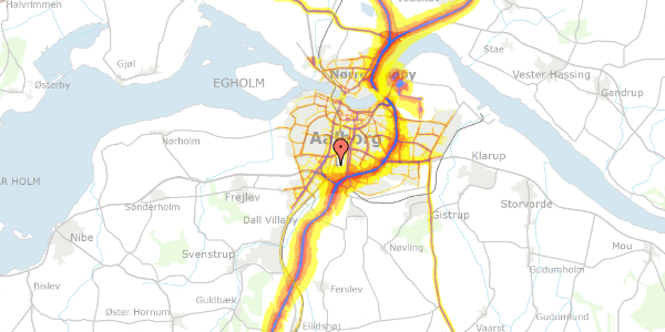 Trafikstøjkort på Planetvej 14, 9200 Aalborg SV