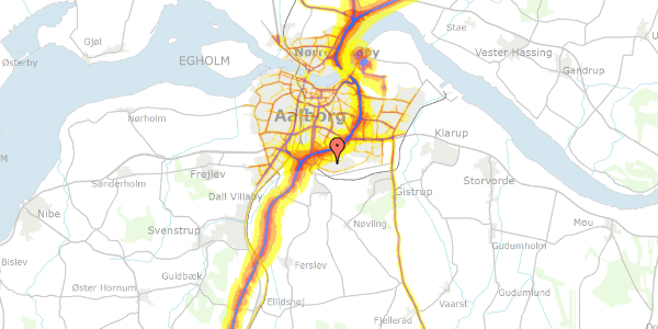 Trafikstøjkort på Plutonvej 40, 9210 Aalborg SØ