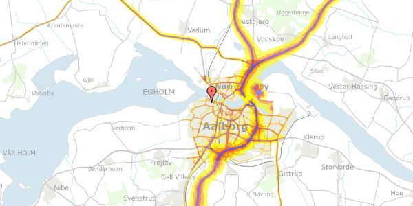 Trafikstøjkort på Poul Buås Vej 34, 2. th, 9000 Aalborg