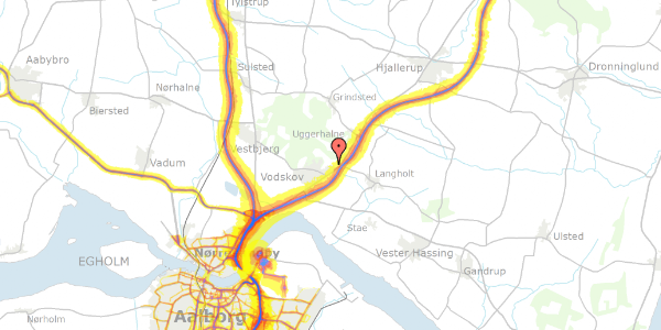 Trafikstøjkort på Ravndalen 92, 9310 Vodskov