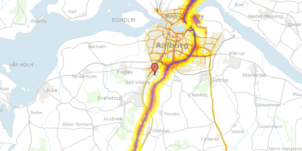 Trafikstøjkort på Rensdyrvej 27, 9200 Aalborg SV