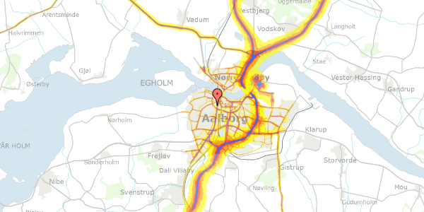 Trafikstøjkort på Skovbakkevej 15, 9000 Aalborg