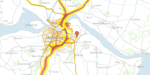 Trafikstøjkort på Smedegårdsvej 58, 9220 Aalborg Øst