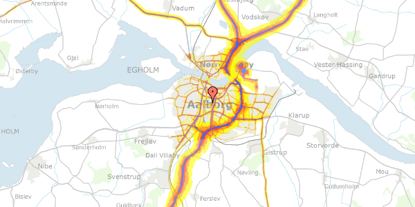 Trafikstøjkort på Spinderensvej 6, 9000 Aalborg