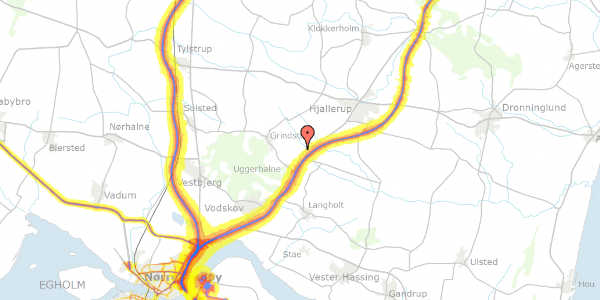 Trafikstøjkort på Stokbrohedevej 54, 9310 Vodskov