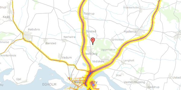 Trafikstøjkort på Sulsted Landevej 12, 9380 Vestbjerg