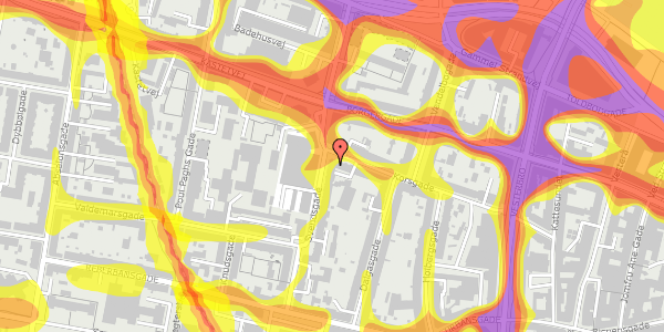 Trafikstøjkort på Svendsgade 24, 1. th, 9000 Aalborg