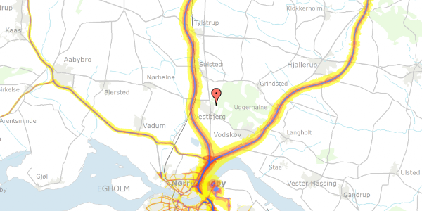 Trafikstøjkort på Søhusevej 4, 9380 Vestbjerg