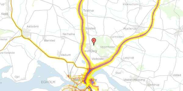 Trafikstøjkort på Søhusevej 15, 9380 Vestbjerg