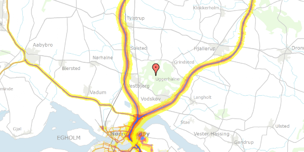 Trafikstøjkort på Søhusevej 59, 9380 Vestbjerg