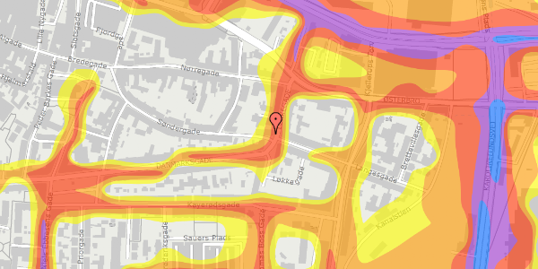 Trafikstøjkort på Søndergade 41, 1. th, 9000 Aalborg