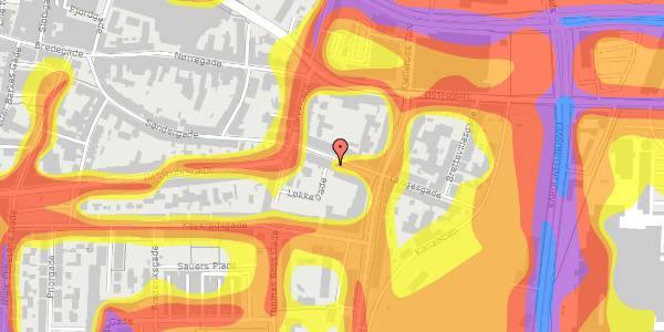 Trafikstøjkort på Søndergade 60C, st. , 9000 Aalborg